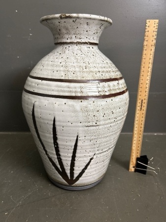 Glazed Pottery Vase - Speckled with Leaf Pattern