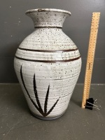 Glazed Pottery Vase - Speckled with Leaf Pattern