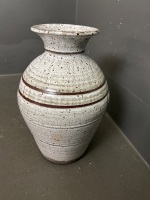 Glazed Pottery Vase - Speckled with Leaf Pattern - 2