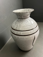 Glazed Pottery Vase - Speckled with Leaf Pattern - 3