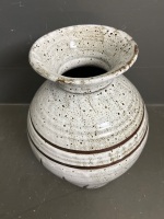 Glazed Pottery Vase - Speckled with Leaf Pattern - 4