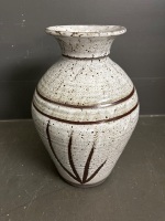 Glazed Pottery Vase - Speckled with Leaf Pattern - 5