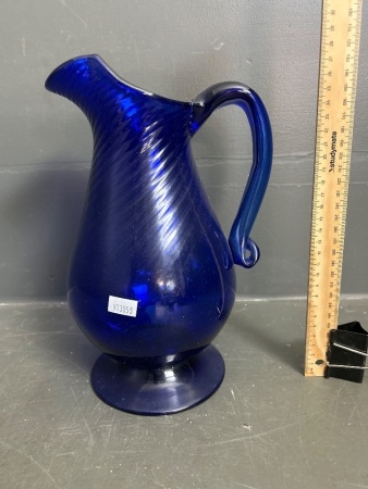 Hand Blown Blue Glass Jug