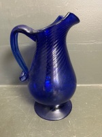 Hand Blown Blue Glass Jug - 4