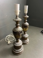 Pair of Vintage Brass Table Lamps - 2