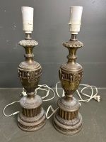 Pair of Vintage Brass Table Lamps - 4