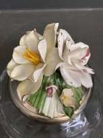 Crystal Bowl with Capodimonte Floral Style Lid - 2