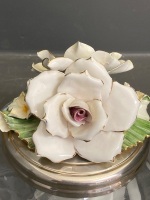 Crystal Bowl with Capodimonte Floral Style Lid - 3