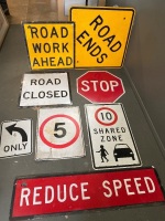 Large Lot of Aluminum Road Warning Signs - 2