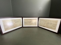 3 x 19th Century Burmese Script Writing - Framed/Glazed