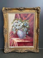 Still Life Oil on Board in Carved Gilt Frame - Signed bottom right