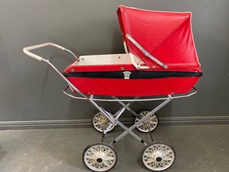 Vintage Cyclops red baby stroller in immaculate condition