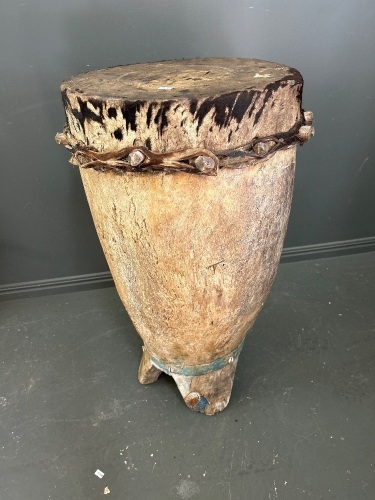 Large Antique Native Log Drum 