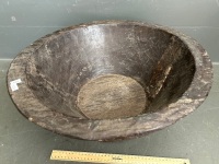 Large Carved Native Wooden Bowl  - 2