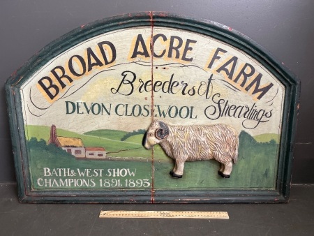 Broad Acre Farm Bath and West Show Champions Wooden Sign