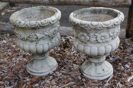Pair of  Vintage Concrete Grecian Style Urns