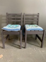 2 Painted Grey Chairs with Cushions