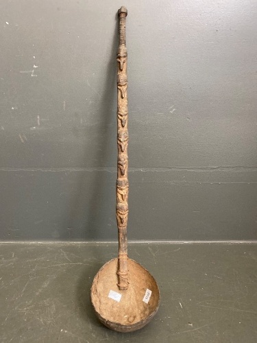 P.N.G Sepik River Carved Ladle with Half Coconut Shell