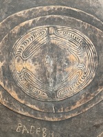 P.N.G Murik Lake Unique Round Wooden Plate with Incised Turtle (on the back) - 2