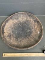 P.N.G Murik Lake Unique Round Wooden Plate with Incised Turtle (on the back) - 5