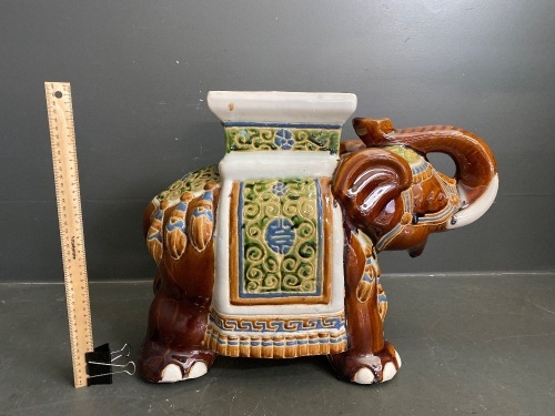 1 Large Ceramic Elephant Stool/Stand - C1960s