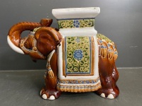 1 Large Ceramic Elephant Stool/Stand - C1960s - 4