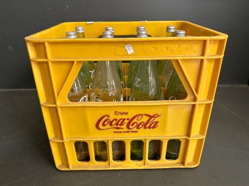 80s Coca-Cola Bottle Crate with 1L Bottles