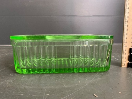 Uranium glass butter dish