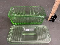 Uranium glass butter dish - 2