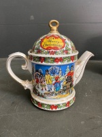 Mixed selection of collectable teapots, milk jug and glass handpainted butter dish - 3