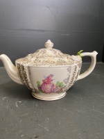 Mixed selection of collectable teapots, milk jug and glass handpainted butter dish - 8