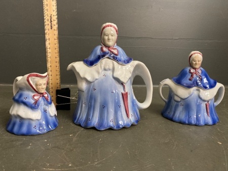 3 peice Woods Little Old Lady tea set RegNo: 827653 Made in England