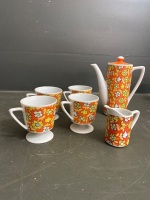 Stunning 1970's coffee set with 4 Fire King Lustre mugs - 2