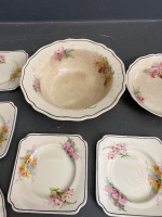 Royal Doulton Orchid Pattern Soup Tureen, Bowl, and 6 Plates - 4