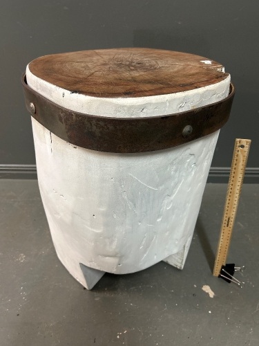 Wooden Chopping Block with Metal Containment Ring