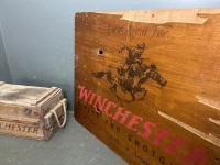 Winchester Wooden Ammunition Box and Advertising Sign -  - 2