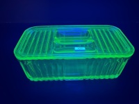 Uranium glass butter dish - 3