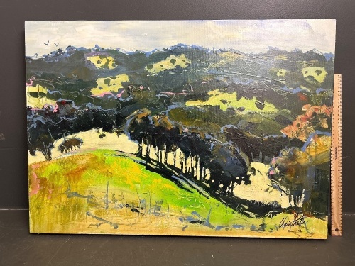 High Country - Acrylic on Canvas - Signed Chris Postle - Titled and Inscribed Verso