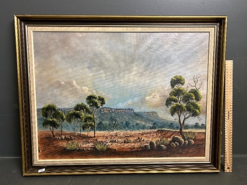 Blackland Tableland - Oil on Board - signed Nicky Donovan 85 - Inscribed and Titled Verso