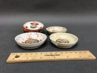 4 Ancient Ceramic Pin Dishes. Some Chipping - 2