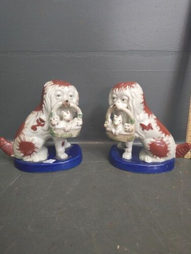 Pair of Staffordshire Pottery Dogs