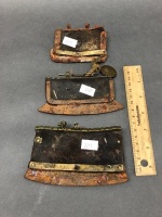 3 Antique Rare Afghani Brass & Leather Covered Iron Flint Strikers - 2