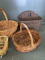 Selection of 5 various cane baskets - 3