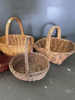 Selection of 5 various cane baskets - 3