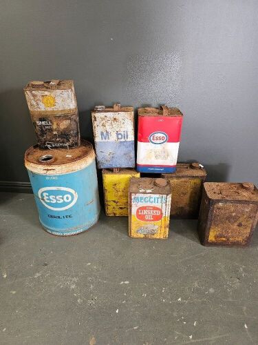 8 Assorted Oil Tins & Drums