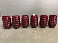 Set of 6 Anchor Hocking Ruby red bubble tumblers - 3