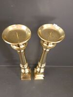 2 x Floor Standing Brass Candle Sticks - 2