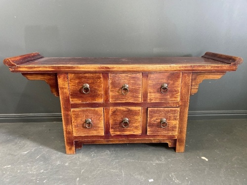 Asian Style 6 Drawer Mudroom Table