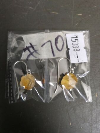 Sterling Silver earrings with natural cough uncut CITRINE Gemstones