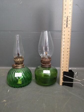 Pair of Green Glass Lanterns